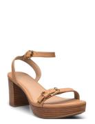 Lauren Ralph Lauren Melissah Nappa Leather Platform Sandal Beige