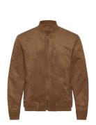 Mango Suede-Effect Bomber Jacket Brun