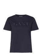 GANT Reg Tonal Graphic Ss T-Shirt Marinblå