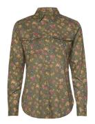 Lauren Ralph Lauren Classic Fit Floral Cotton Voile Shirt Grön