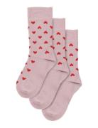 Minipop Minipop Bamboo Heart Socks 3 Pack Rosa