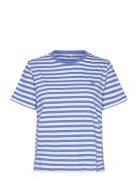 GANT Reg Striped Shield Ss T-Shirt Blå