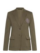 Lauren Ralph Lauren Bullion Stretch-Cotton Jacquard Blazer Khaki Green