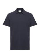 Knowledge Cotton Apparel Loose Bouclé Polo - Gots/Vegan Marinblå