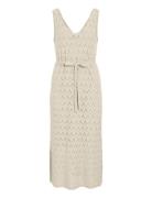 Vila Viamalina V-Neck S/L Midi Dress/Pb Beige